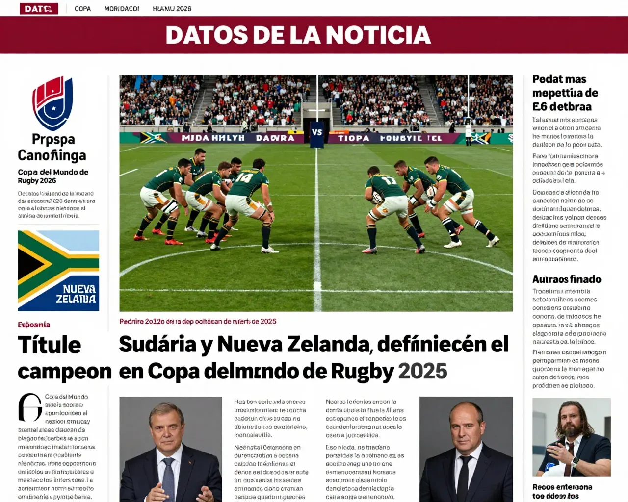 Sudáfrica y Nueva Zelanda definirán el campeón de la Copa del Mundo de Rugby 2026 en una final histórica