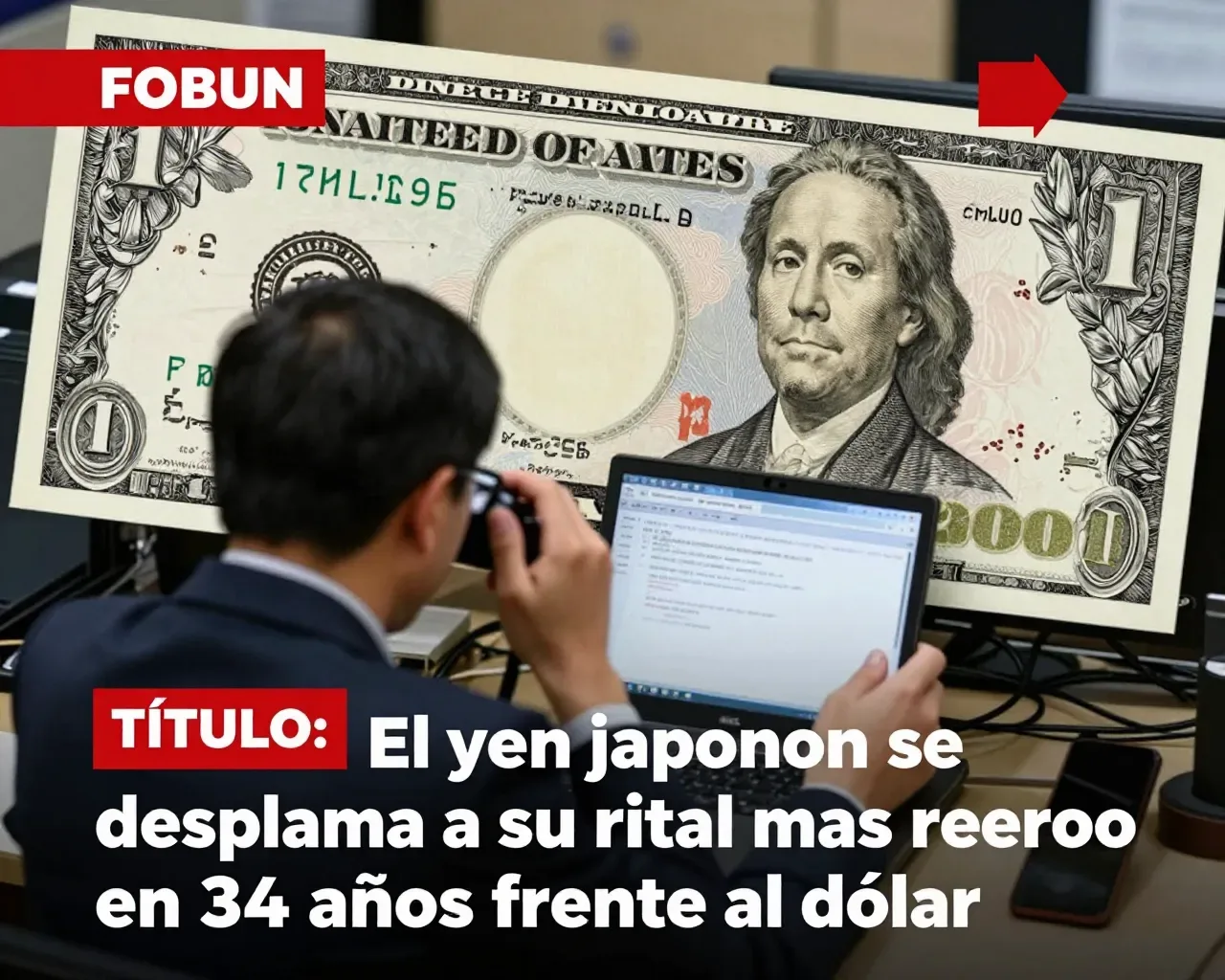 El yen japonés se desploma a su nivel más bajo en 34 años frente al dólar