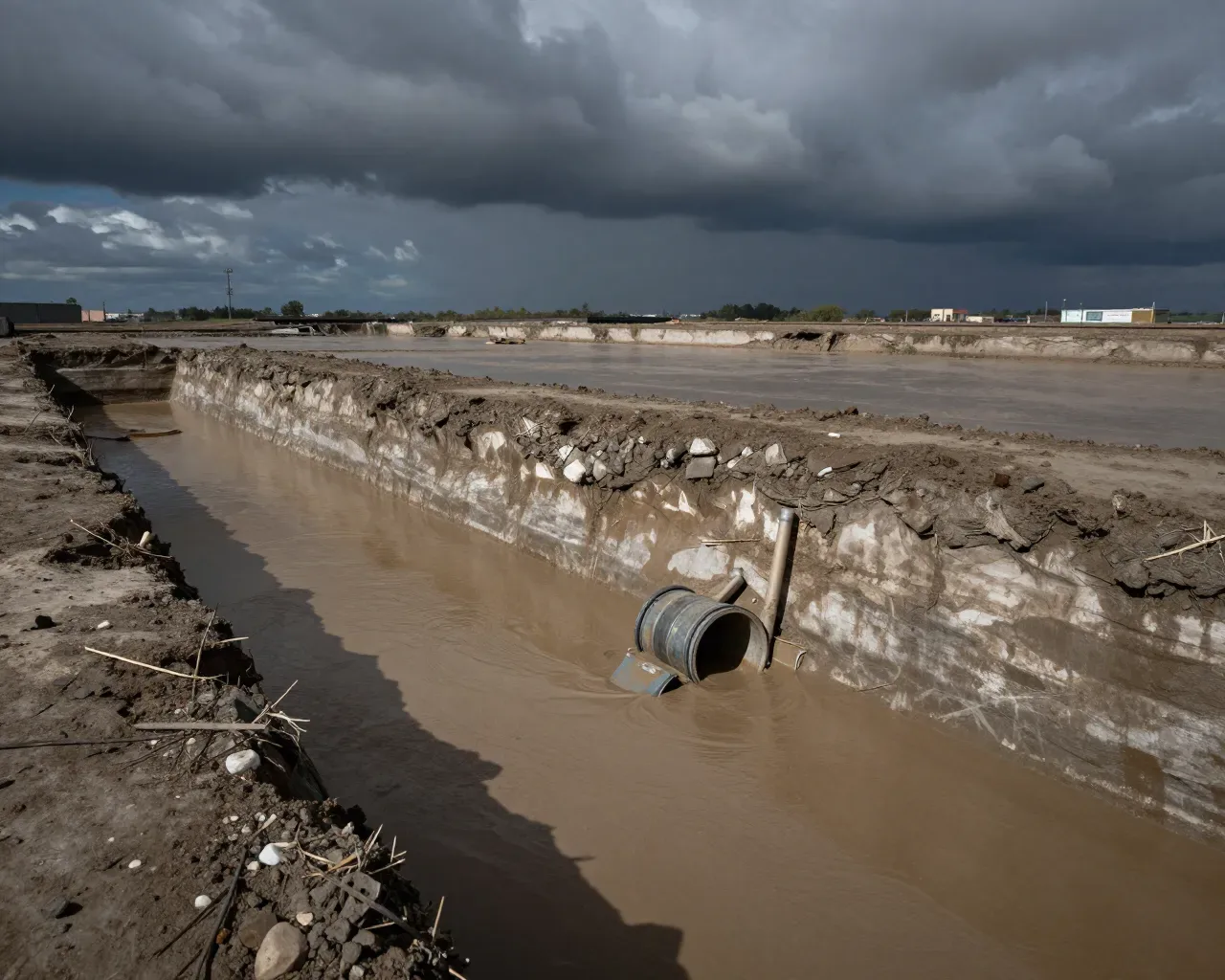 Obras de Línea 4 del Metro paralizan reparación de drenaje pluvial en Monterrey